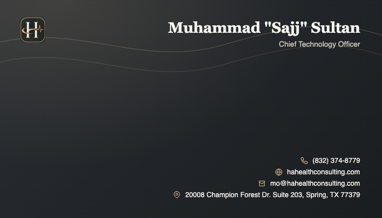 Muhammad "Sajj" Sultan business card