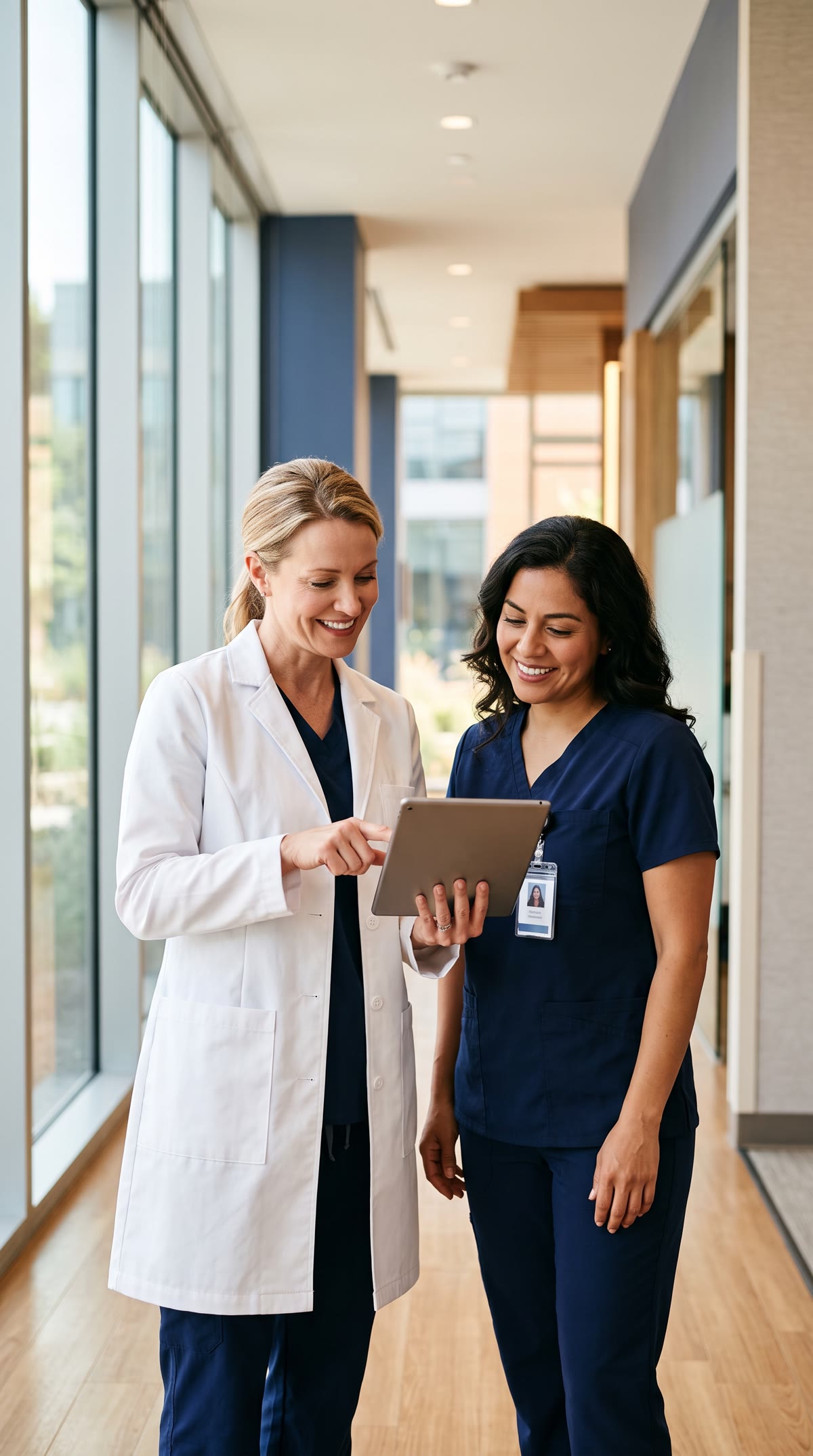 Healthcare team reviewing patient data together