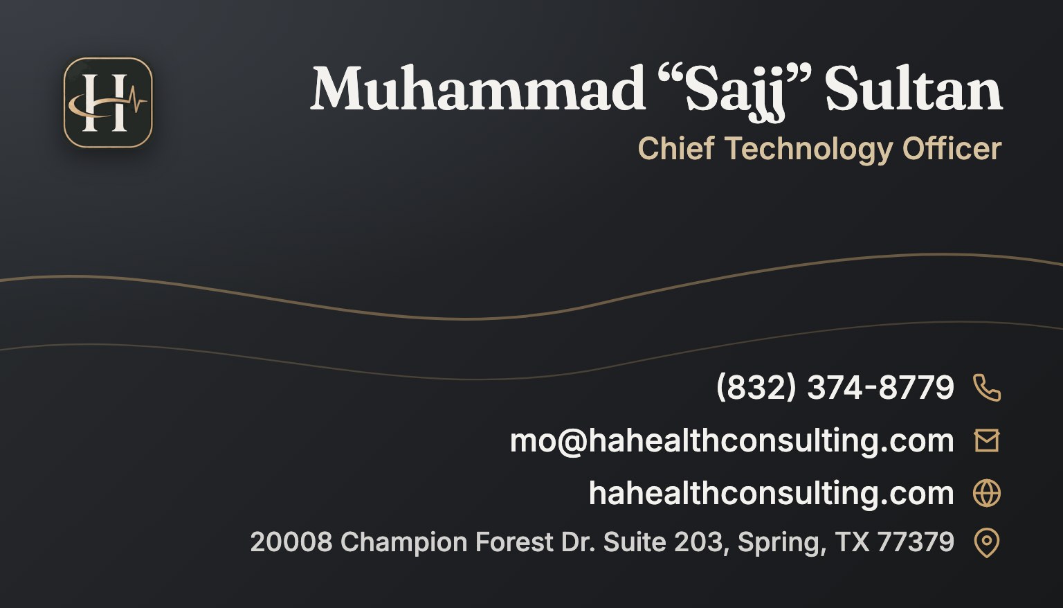 Muhammad &ldquo;Sajj&rdquo; Sultan business card