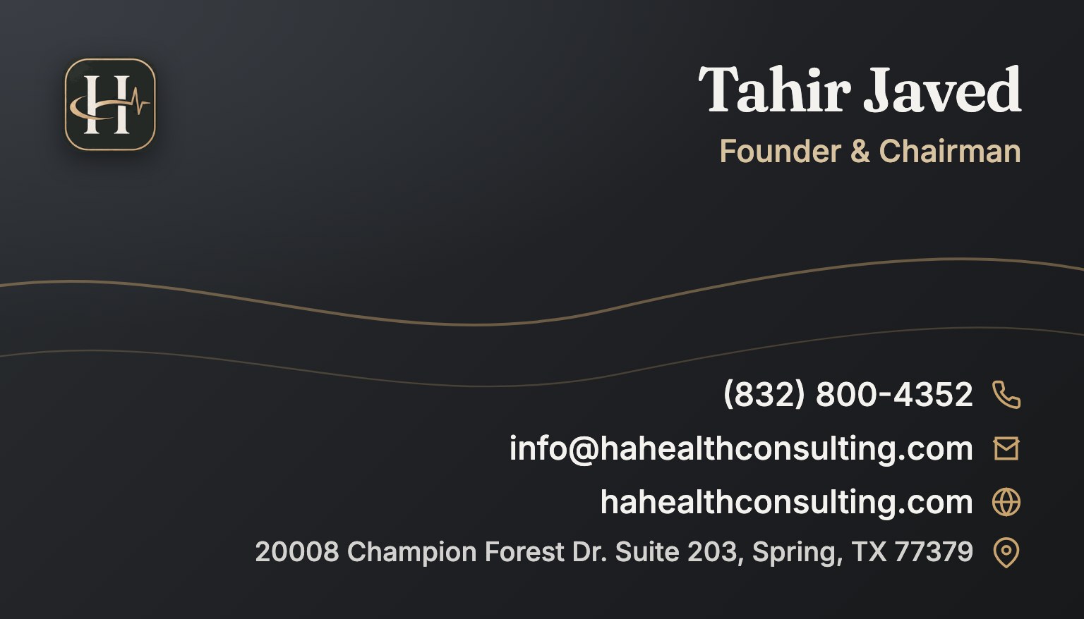 Tahir Javed business card